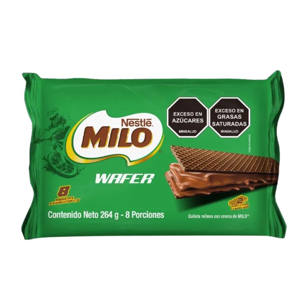 Galleta Wafer Milo paquete 8 unidades neto 264gr