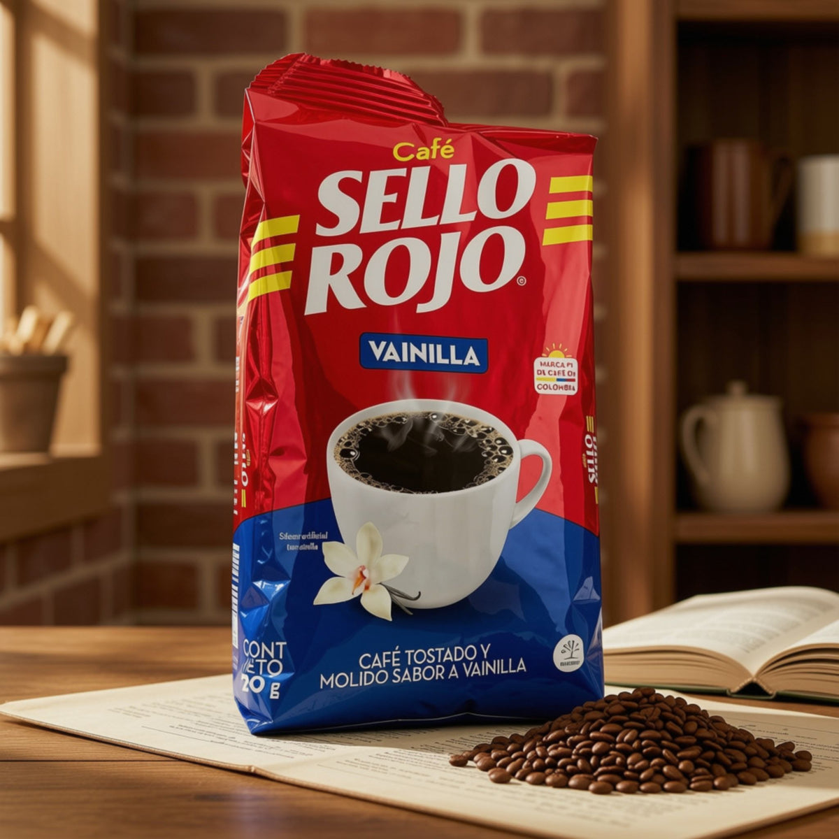 Café Sello Rojo Vainilla 250 g – Café colombiano tostado y molido sabor a vainilla