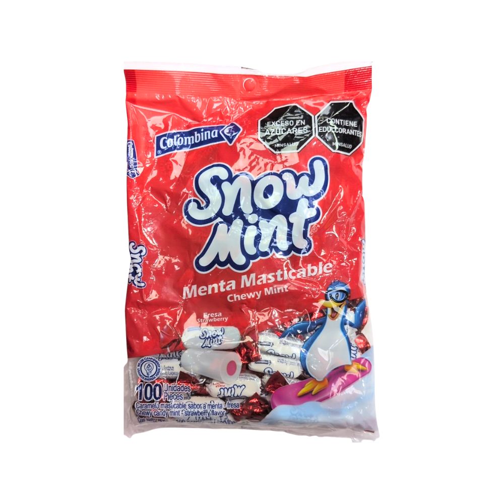 Caramelo Snow Mint Fresa Bolsa 100 unidades