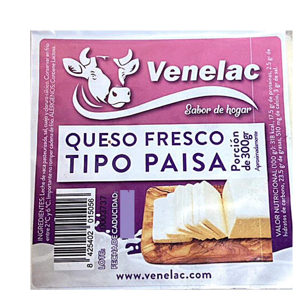 Queso Tipo Paisa Venelac 300gr
