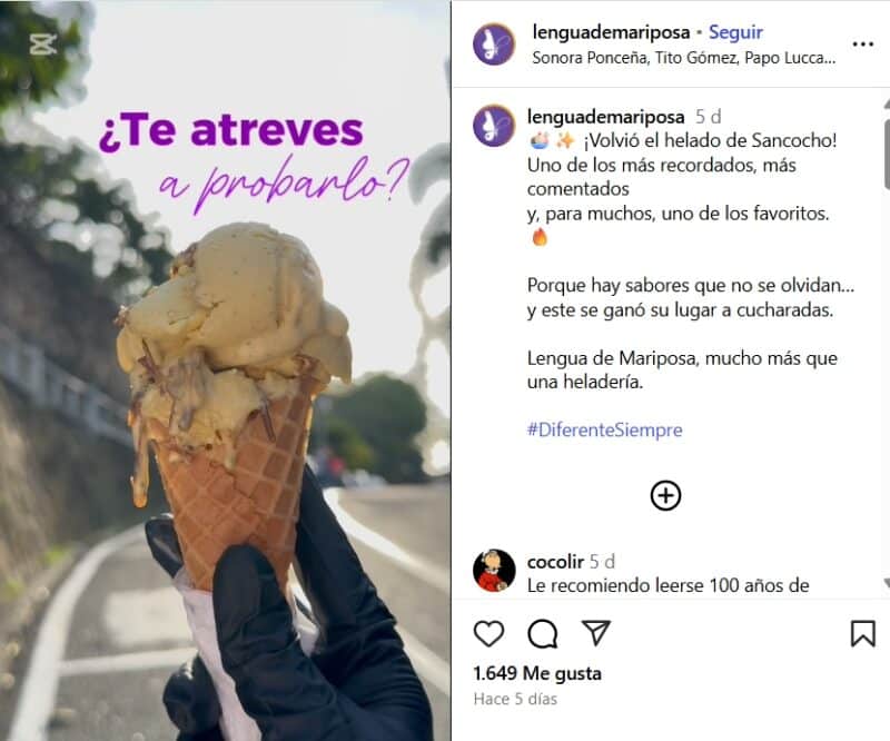 Helado de Sancocho Imgen de la heladería en Colombia