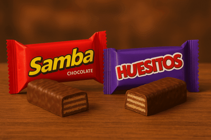 Golosina venezolana Samba y la golosina española Huesitos