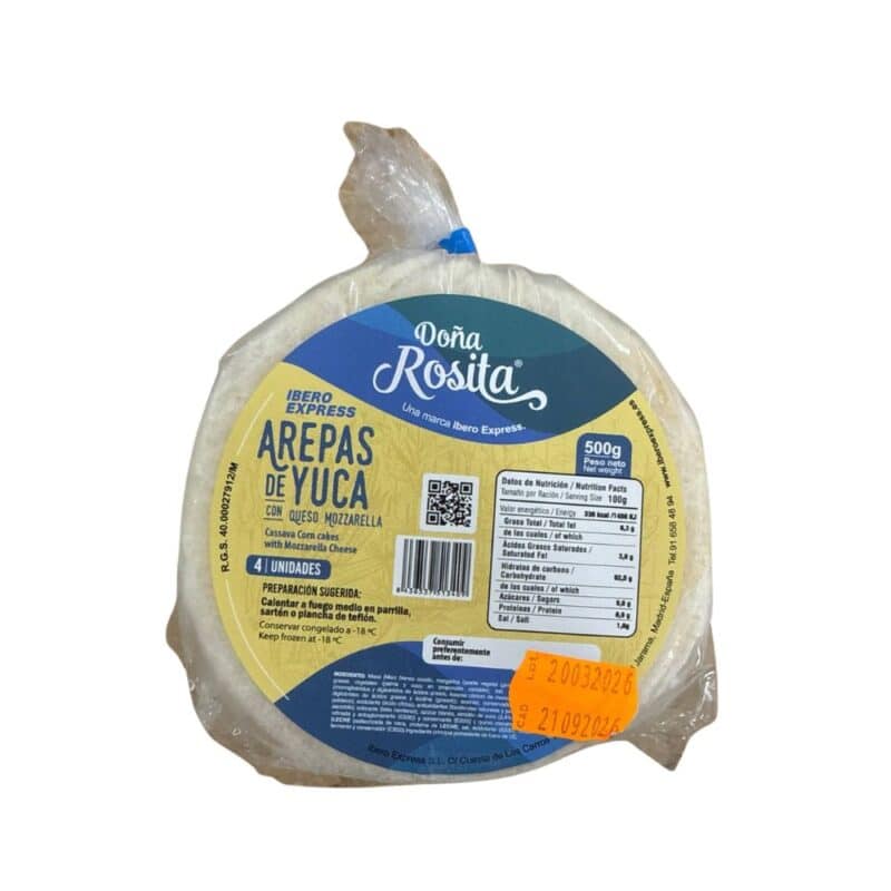 Arepa de Yuca con Queso Mozarella 4 unidades 500gr Doña Rosita